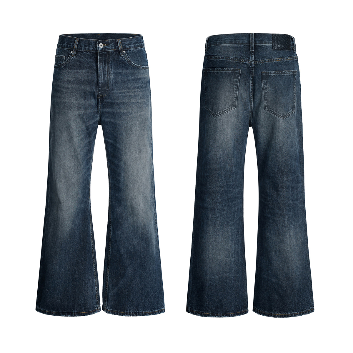Men's 14.5 OZ 100% Cotton Blue Classic Five Pockets Bootcut Denim Jeans