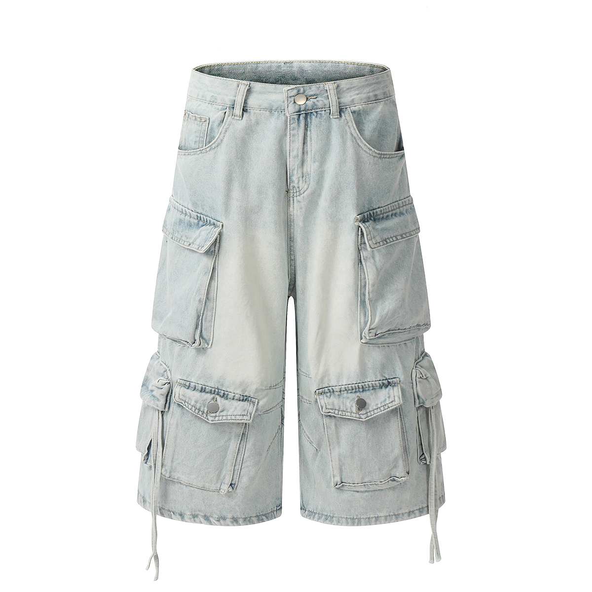 Men's 12.5 OZ Baggy Loose Cargo Capri Cropped Jeans