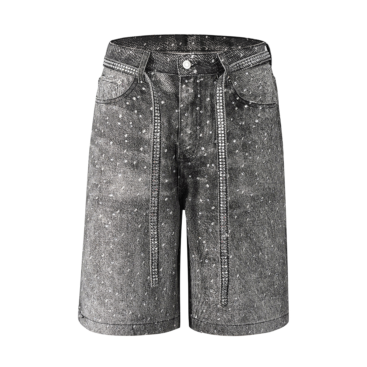 Men's 14.5 OZ 100% 3D Digital Printing Rhinestone Baggy Shorts